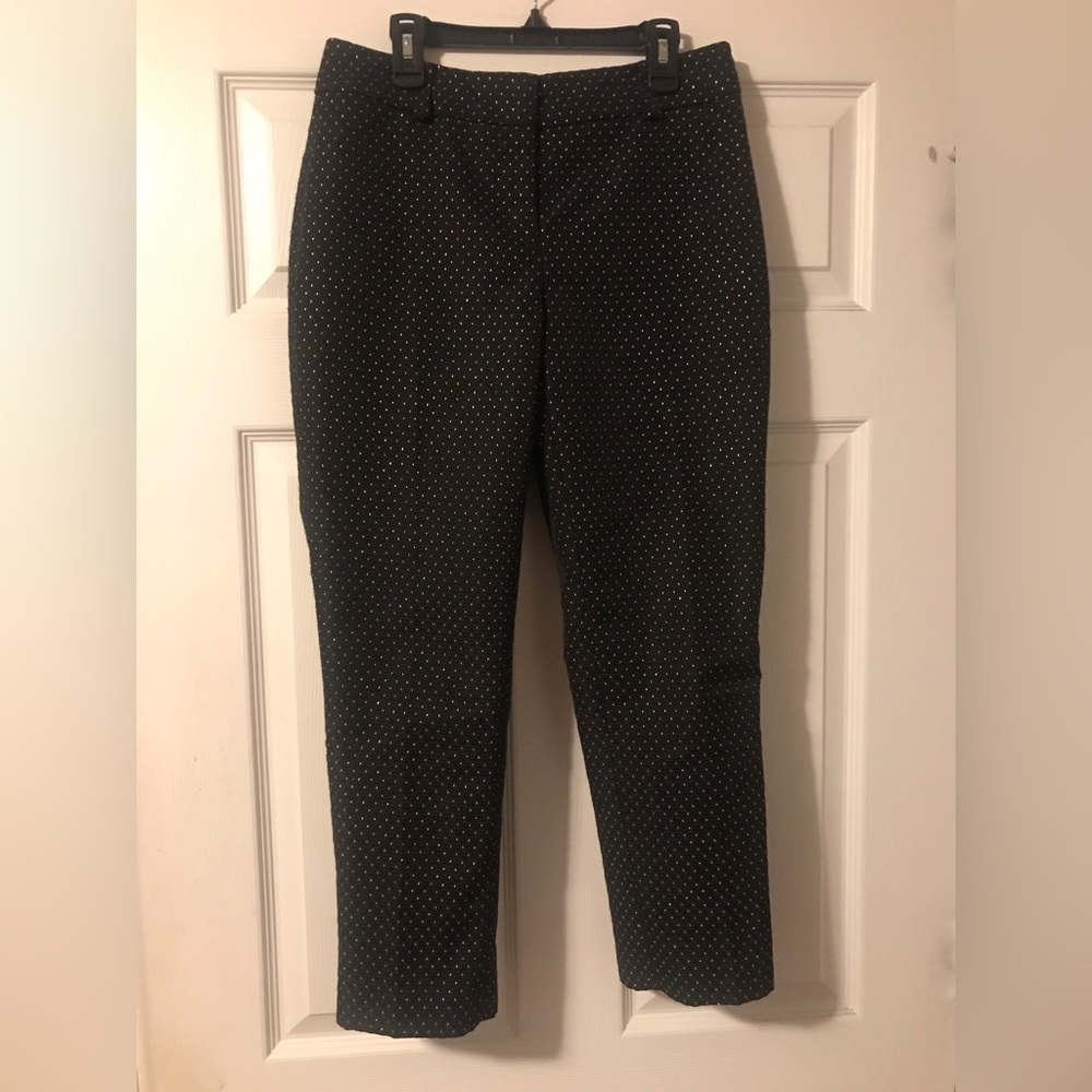 Ann Taylor Petite Signature Pants Black Gold Shimmer Womens 2P